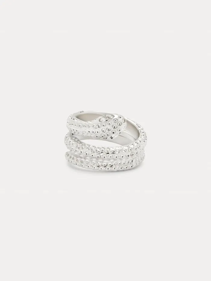 Women Rings Oscar De La Renta Crystal Snake Ring Silver