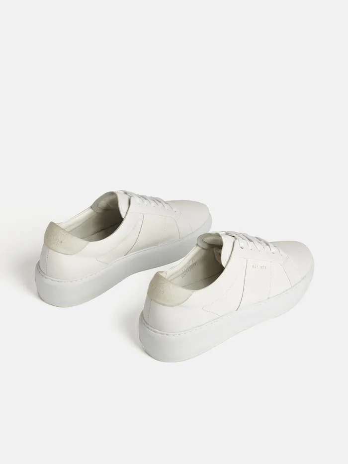 Women Riva Leather Platform Trainer White Jigsaw Flats