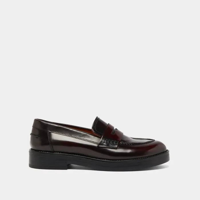 Women Roundtoed Loafers Burgundy JONAK Loafers