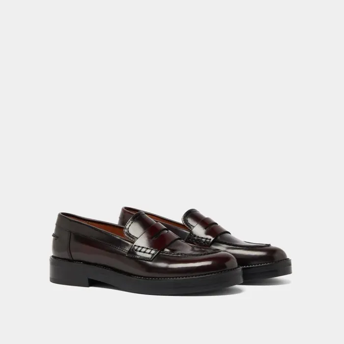 Women Roundtoed Loafers Burgundy JONAK Loafers