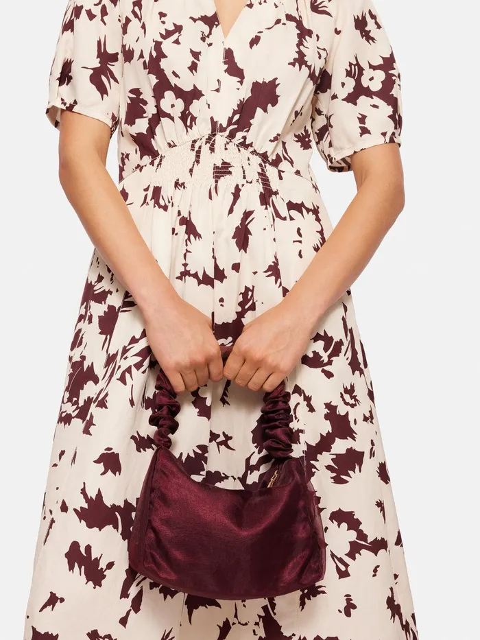 Women Ruched Organza Mini Bag Burgundy Jigsaw Bags