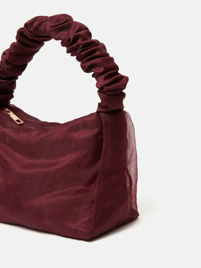 Women Ruched Organza Mini Bag Burgundy Jigsaw Bags