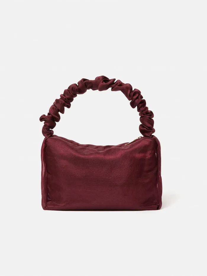 Women Ruched Organza Mini Bag Burgundy Jigsaw Bags