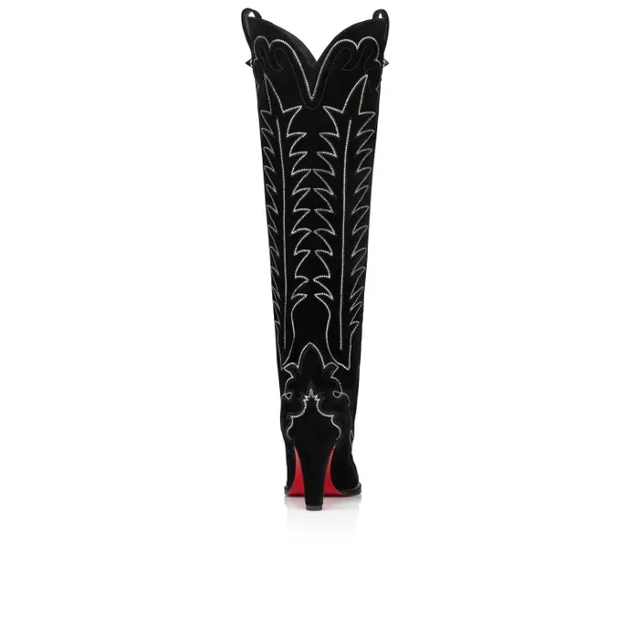 Women Santia Botta Strass 85 Mm Boots 8211 Veau Velours And Strass 8211 Black Christian Louboutin Boots