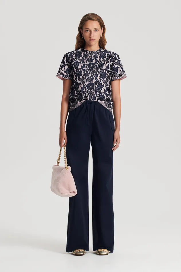 Women Scanlan Theodore BONDED LACE TOP NAVY Tops