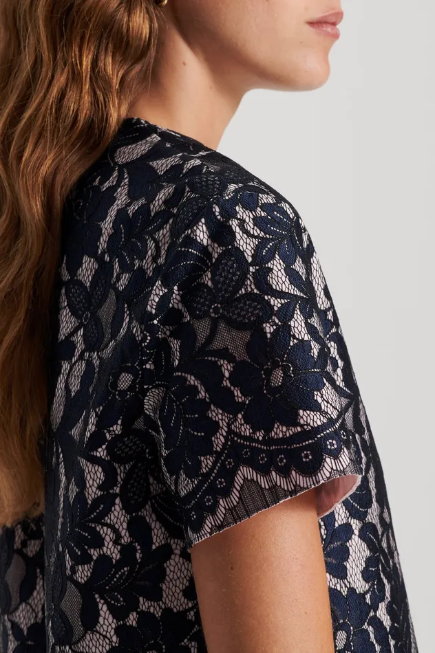 Women Scanlan Theodore BONDED LACE TOP NAVY Tops