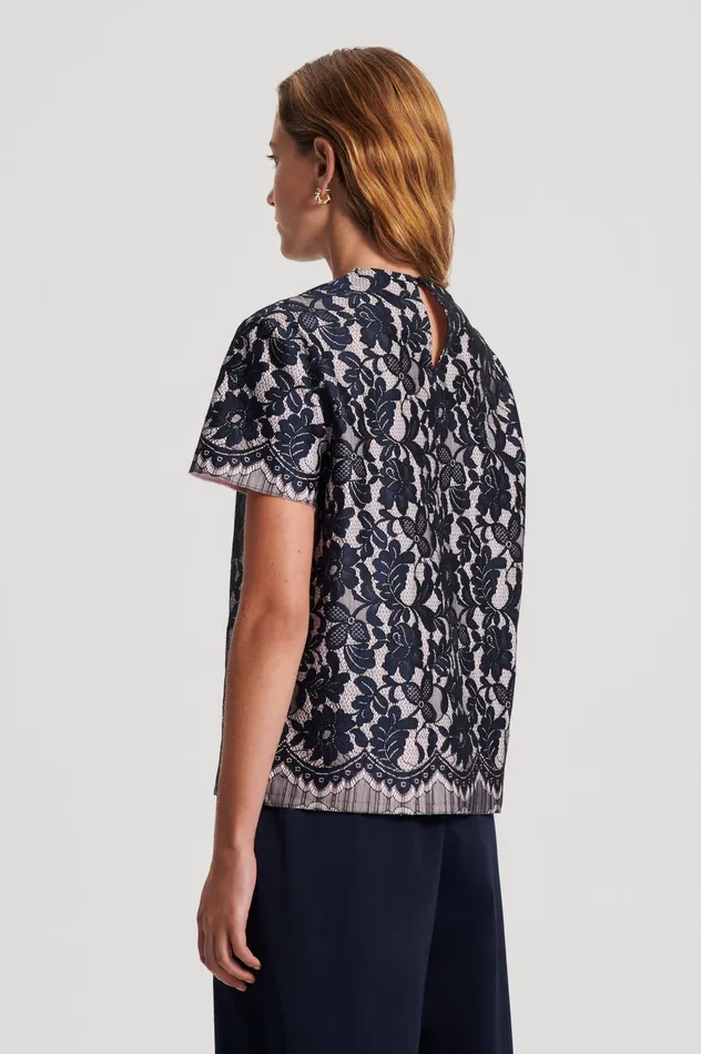 Women Scanlan Theodore BONDED LACE TOP NAVY Tops