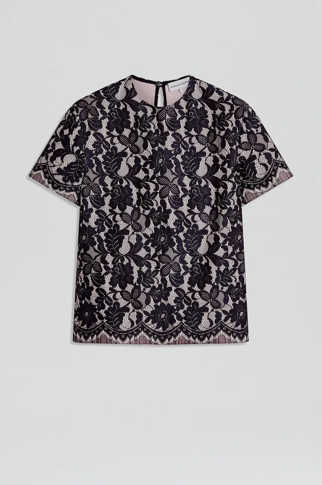 Women Scanlan Theodore BONDED LACE TOP NAVY Tops