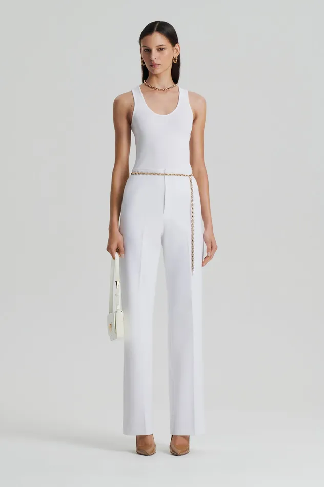 Women Scanlan Theodore CREPE KNIT SINGLET WHITE Tops