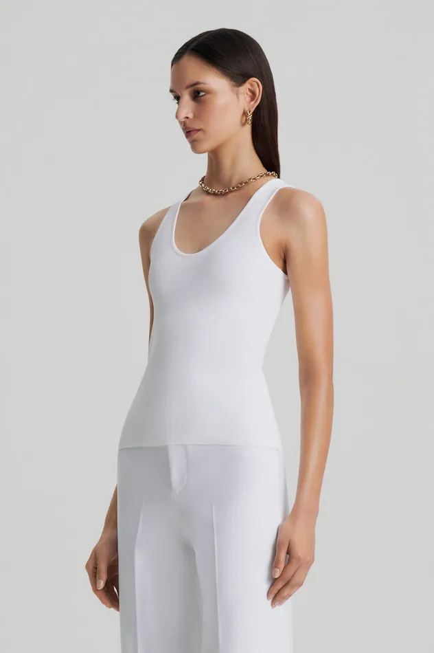 Women Scanlan Theodore CREPE KNIT SINGLET WHITE Tops