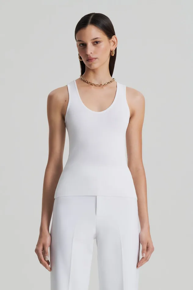 Women Scanlan Theodore CREPE KNIT SINGLET WHITE Tops