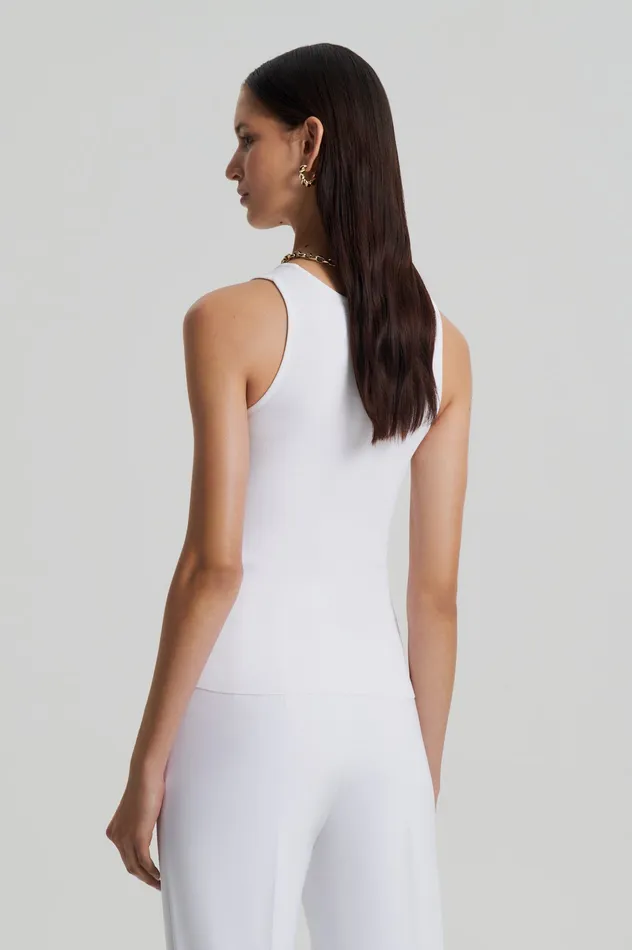 Women Scanlan Theodore CREPE KNIT SINGLET WHITE Tops