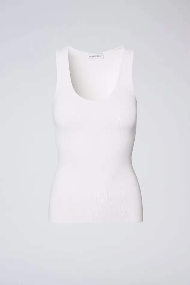 Women Scanlan Theodore CREPE KNIT SINGLET WHITE Tops