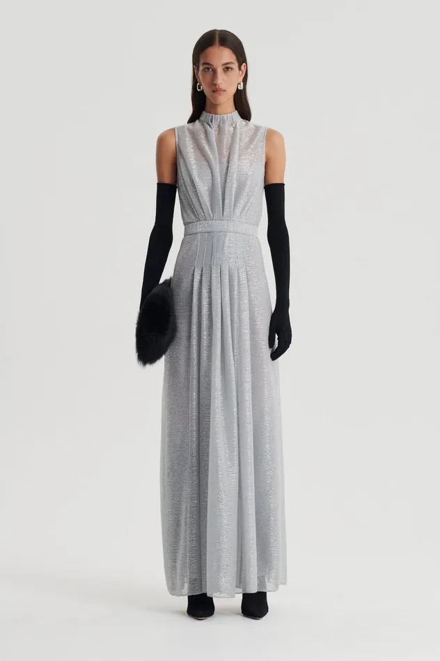 Women Scanlan Theodore TINSEL GOWN SILVER Dresses