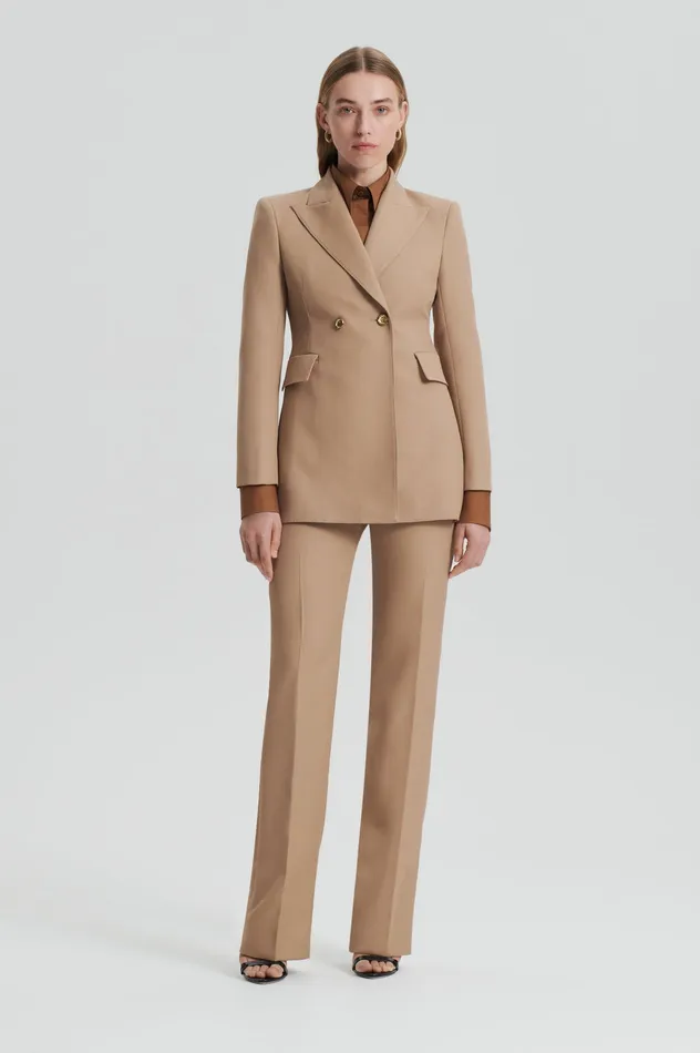 Women Scanlan Theodore WOOL BARATHEA TWO BUTTON JACKET CAMEL Jackets