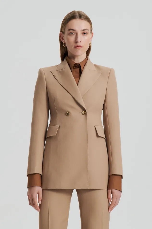 Women Scanlan Theodore WOOL BARATHEA TWO BUTTON JACKET CAMEL Jackets Women Scanlan Theodore WOOL BARATHEA TWO BUTTON JACKET CAMEL Jackets