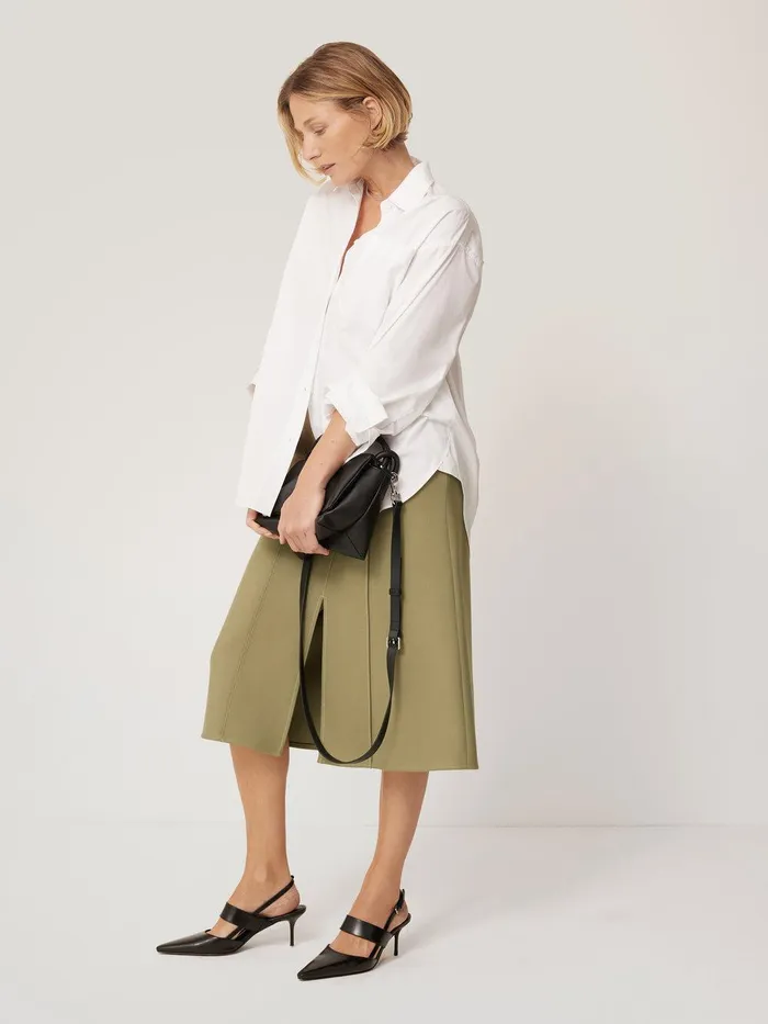 Women Seamed Detail A Line Skirt Khaki Jigsaw Skirts