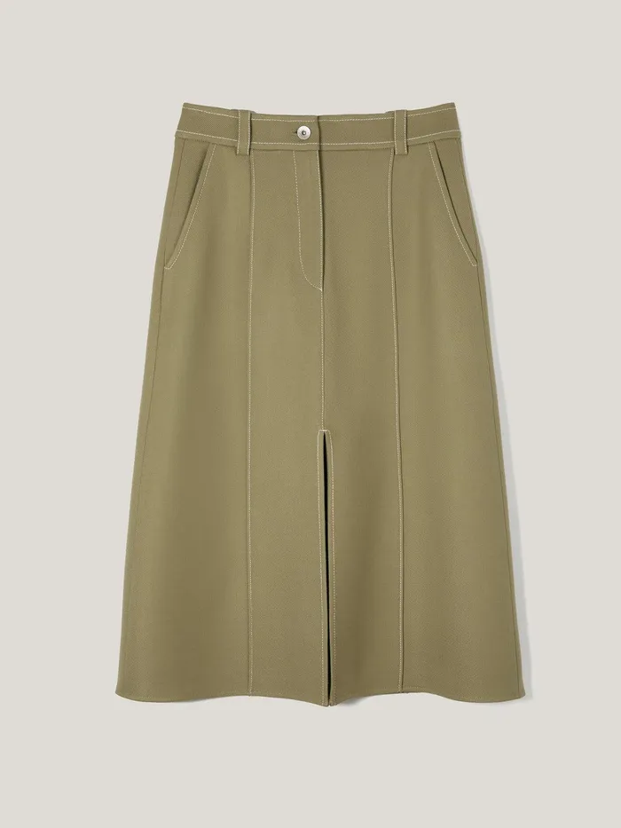 Women Seamed Detail A Line Skirt Khaki Jigsaw Skirts