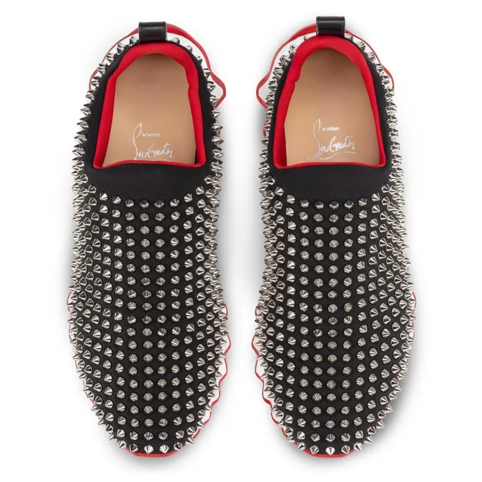 Women Shark Sock Spikes Running Sneakers 8211 Neoprene And Calf Leather 8211 Black Christian Louboutin Sneakers