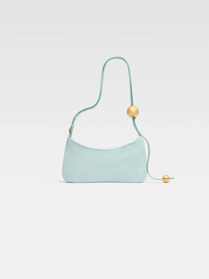 Women Shoulder Bags JACQUEMUS The Bisou Perle Light Blue Women Shoulder Bags JACQUEMUS The Bisou Perle Light Blue
