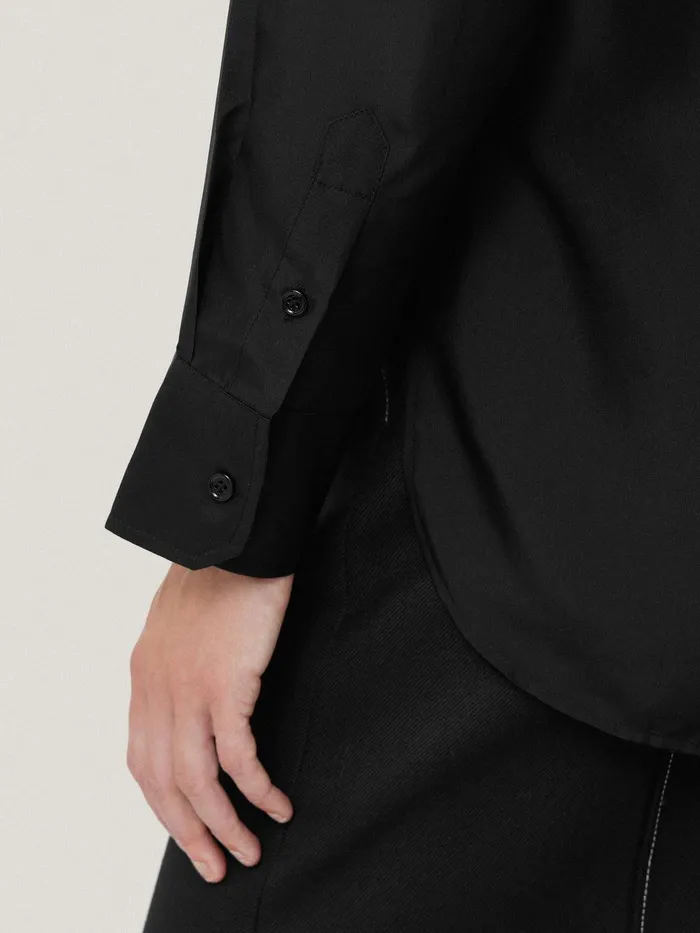 Women Silk Habotai Relaxed Shirt Black Jigsaw Shirts and Tops