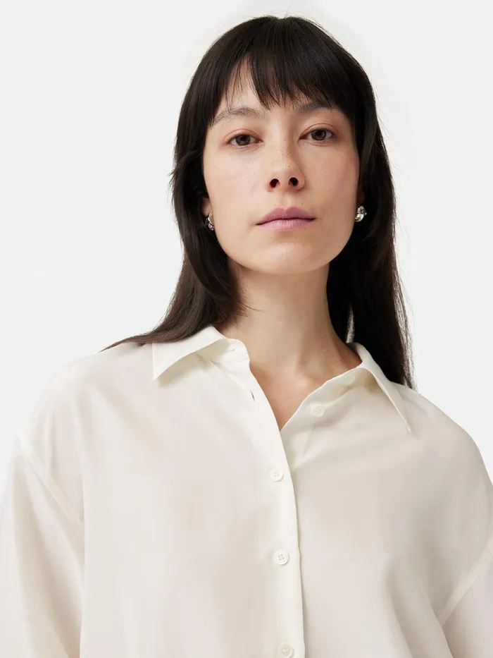 Women Silk Habotai Relaxed Shirt Ivory Jigsaw Shirts and Tops