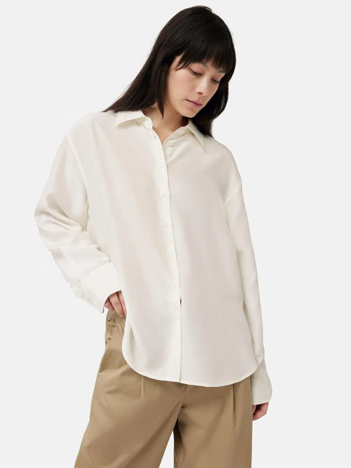 Women Silk Habotai Relaxed Shirt Ivory Jigsaw Shirts and Tops