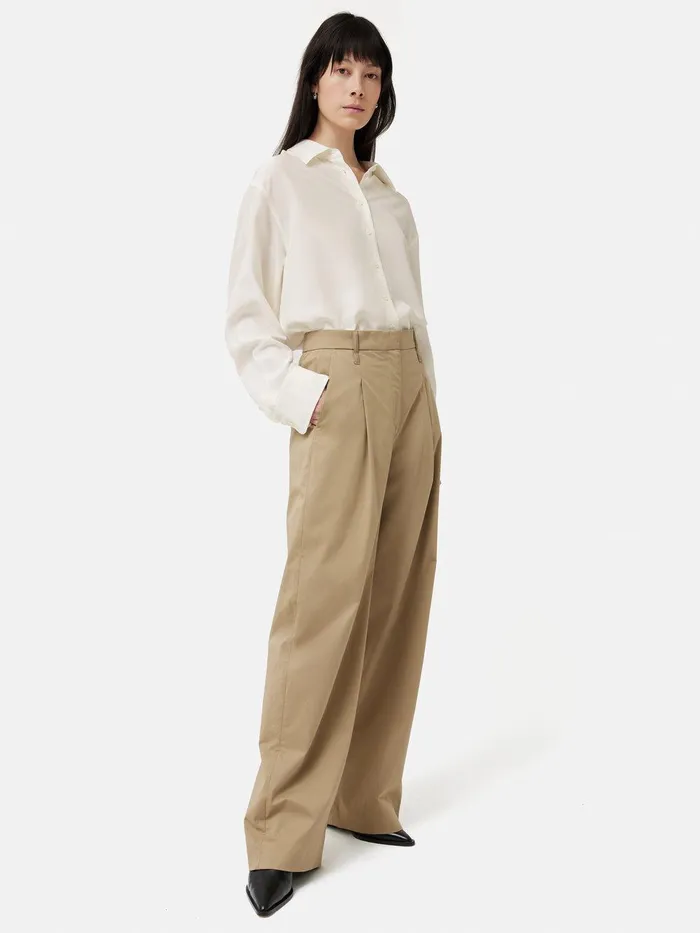 Women Silk Habotai Relaxed Shirt Ivory Jigsaw Shirts and Tops