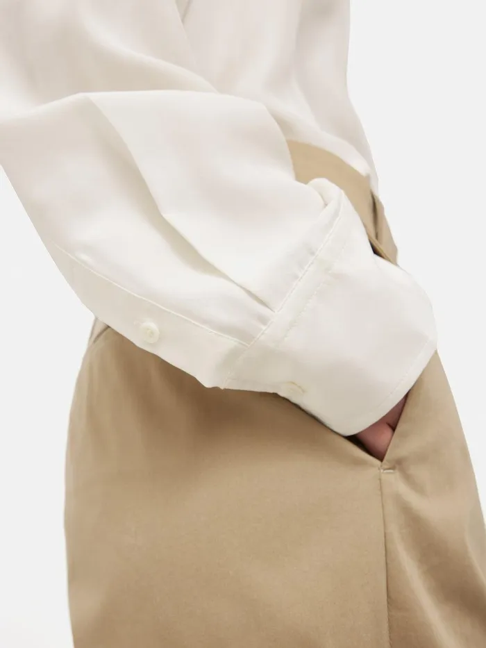 Women Silk Habotai Relaxed Shirt Ivory Jigsaw Shirts and Tops