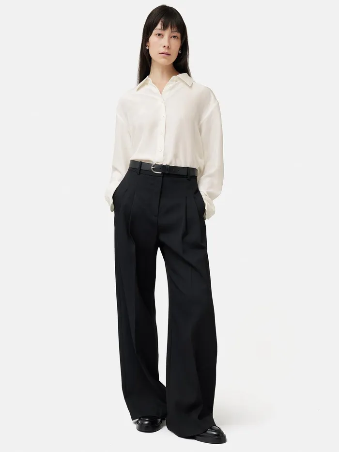 Women Silk Habotai Relaxed Shirt Ivory Jigsaw Shirts and Tops