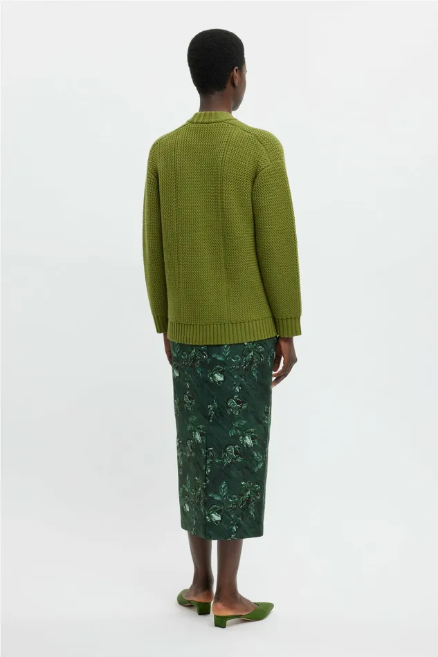 Women Skirts Emilia Wickstead Lorelei Skirt In Green Roses On Marble Print Taffeta Faille Women Skirts Emilia Wickstead Lorelei Skirt In Green Roses On Marble Print Taffeta Faille