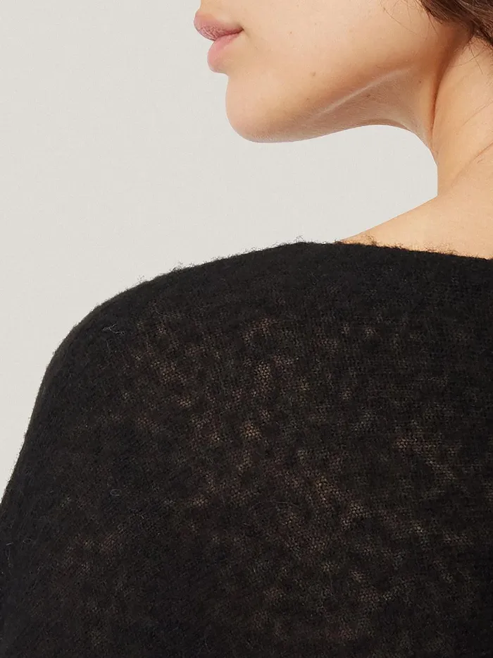 Women Soft Gauzy Knit Poncho Jumper Black Jigsaw Knitwear and Cashmere