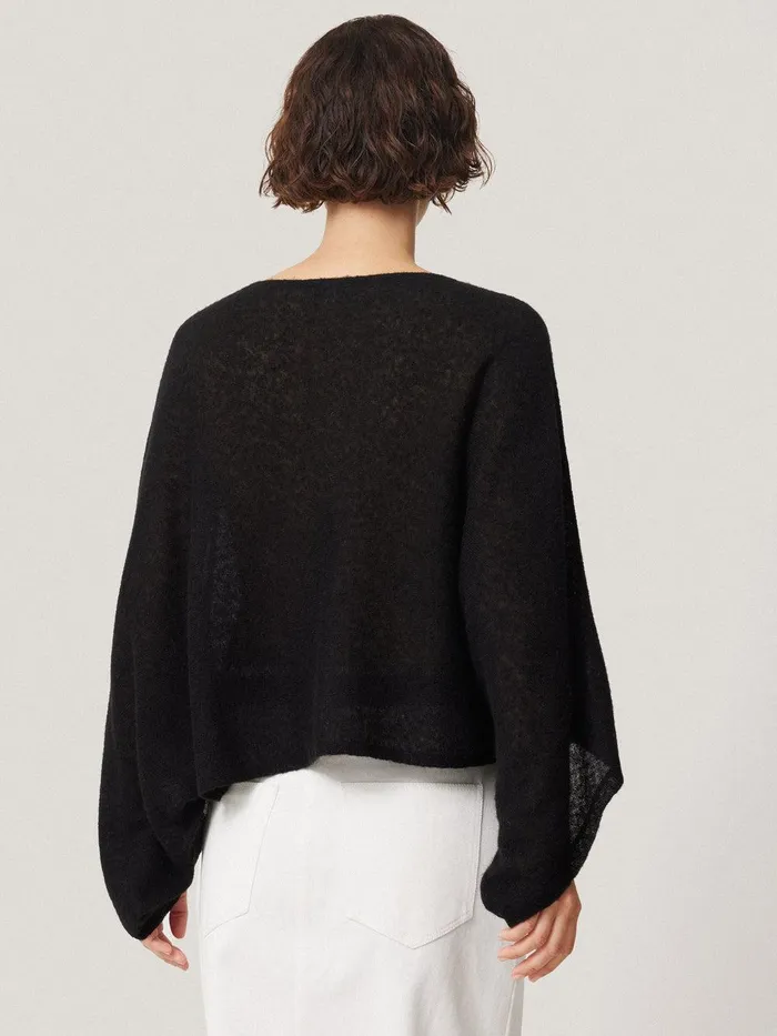Women Soft Gauzy Knit Poncho Jumper Black Jigsaw Knitwear and Cashmere