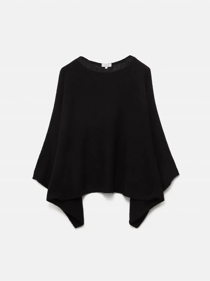 Women Soft Gauzy Knit Poncho Jumper Black Jigsaw Knitwear and Cashmere