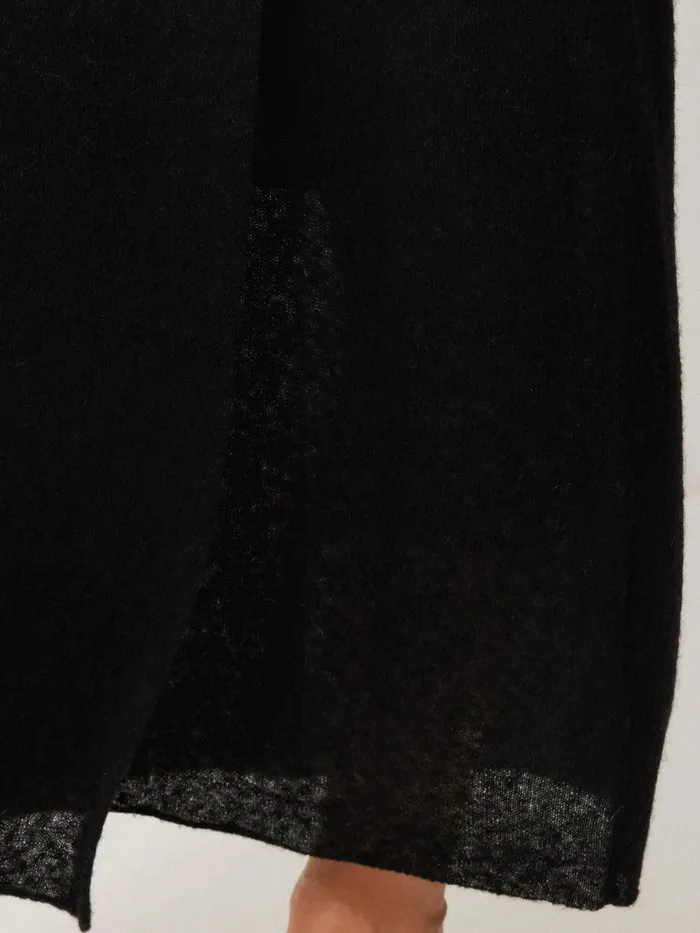 Women Soft Gauzy Knit Skirt Black Jigsaw Knitwear and Cashmere