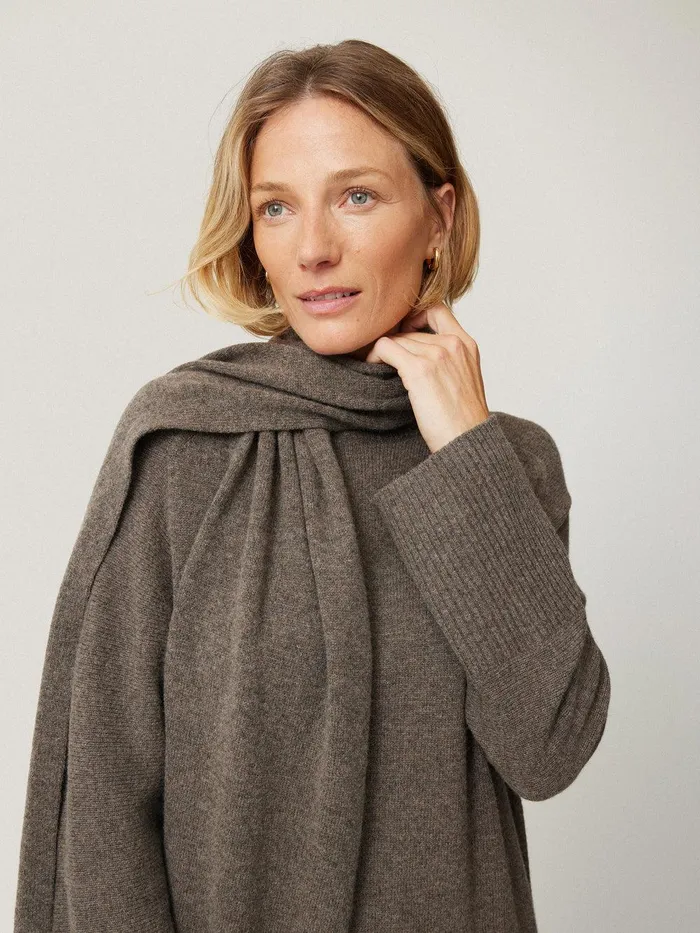 Women Soft Wool Scarf Jumper Dress Taupe Jigsaw Dresses and Jumpsuits