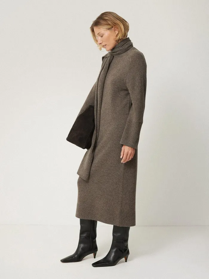 Women Soft Wool Scarf Jumper Dress Taupe Jigsaw Dresses and Jumpsuits