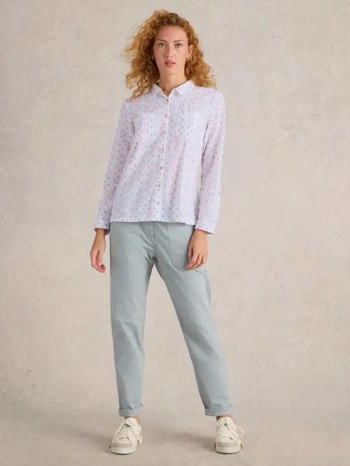 Women Sophie Organic Cotton Long Sleeve Shirt Ivory Multi White Stuff Shirts and Blouses