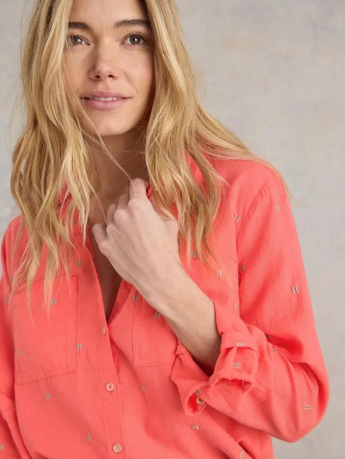 Women Sophie Organic Cotton Shirt Bright Pink White Stuff Shirts and Blouses