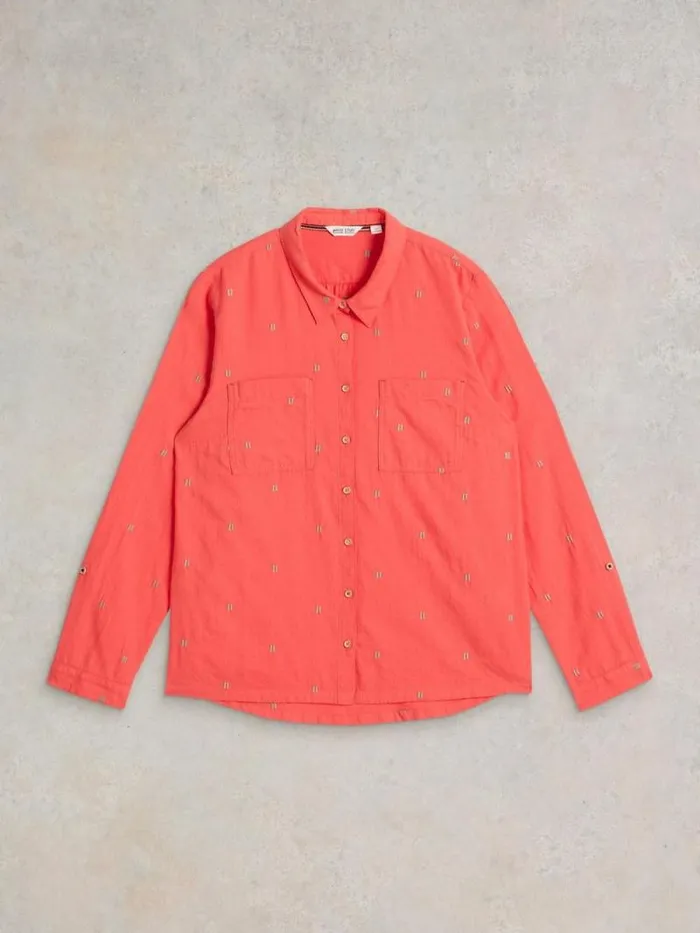 Women Sophie Organic Cotton Shirt Bright Pink White Stuff Shirts and Blouses