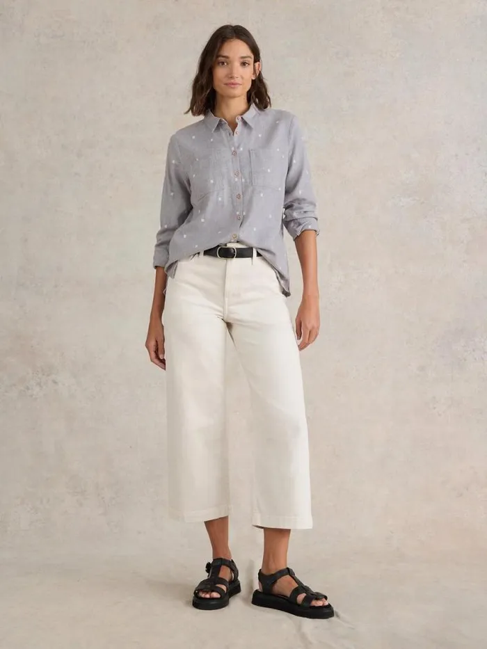Women Sophie Organic Cotton Shirt Grey Multi White Stuff Shirts and Blouses