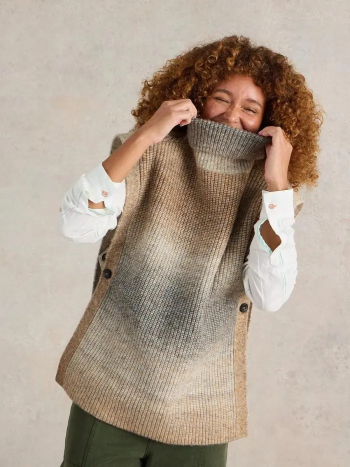 Women Spacedye Knitted Poncho Natural Multi White Stuff Knitwear Women Spacedye Knitted Poncho Natural Multi White Stuff Knitwear