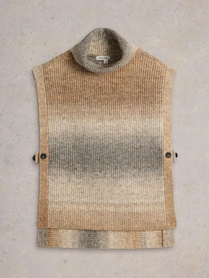 Women Spacedye Knitted Poncho Natural Multi White Stuff Knitwear Women Spacedye Knitted Poncho Natural Multi White Stuff Knitwear