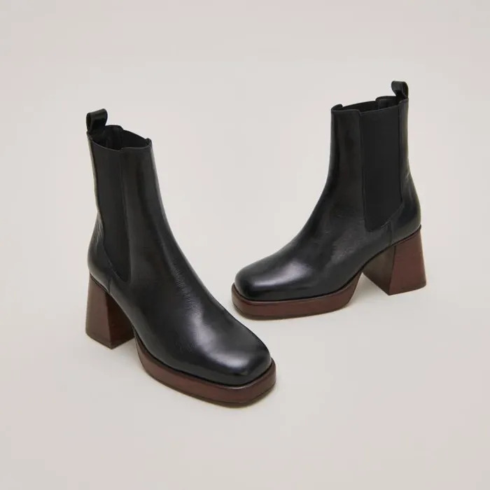 Women Square Toe And Elastic Boots Black JONAK Ankle Boots Lowboots
