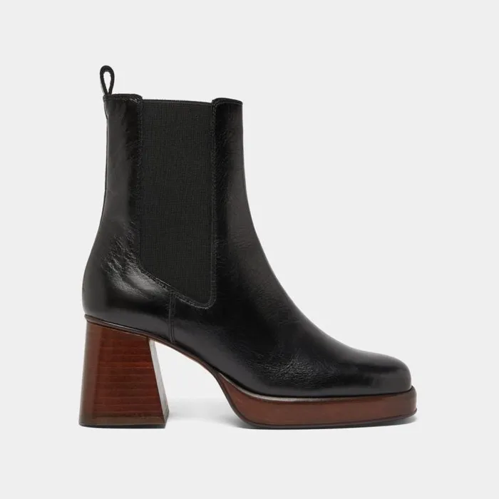 Women Square Toe And Elastic Boots Black JONAK Ankle Boots Lowboots