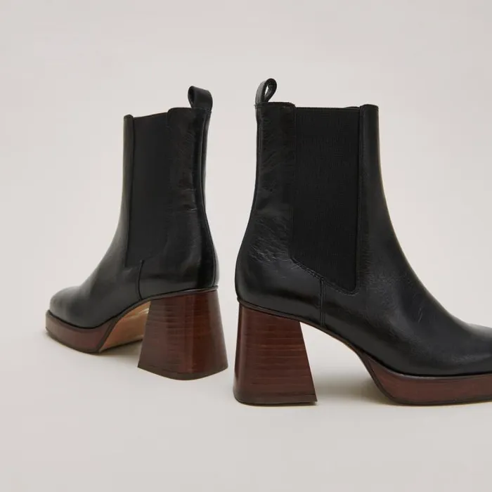 Women Square Toe And Elastic Boots Black JONAK Ankle Boots Lowboots