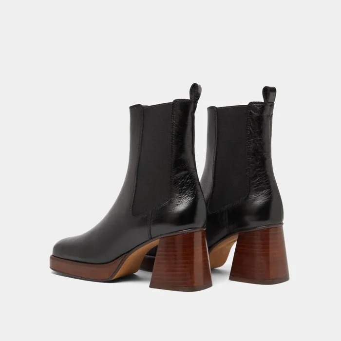 Women Square Toe And Elastic Boots Black JONAK Ankle Boots Lowboots
