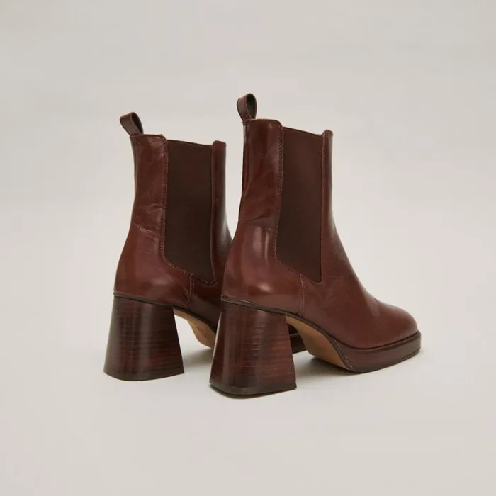 Women Square Toe And Elastic Boots Brown JONAK Ankle Boots Lowboots