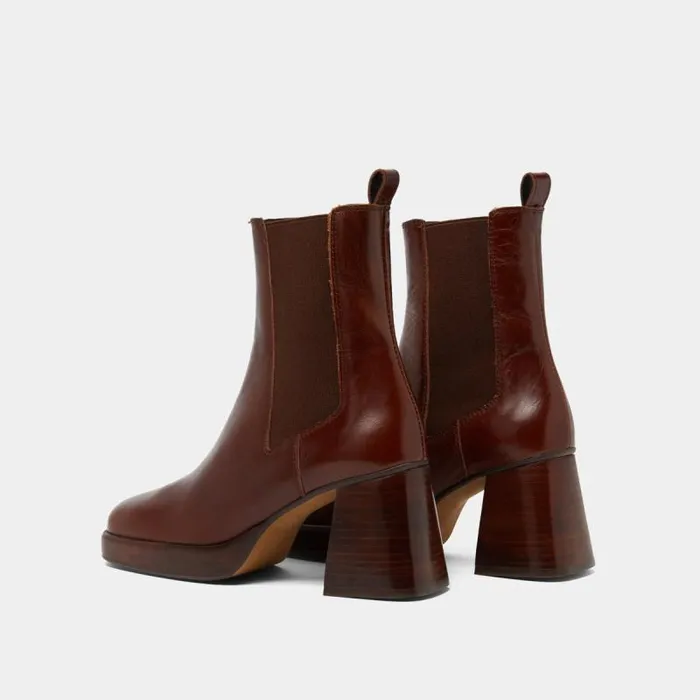 Women Square Toe And Elastic Boots Brown JONAK Ankle Boots Lowboots