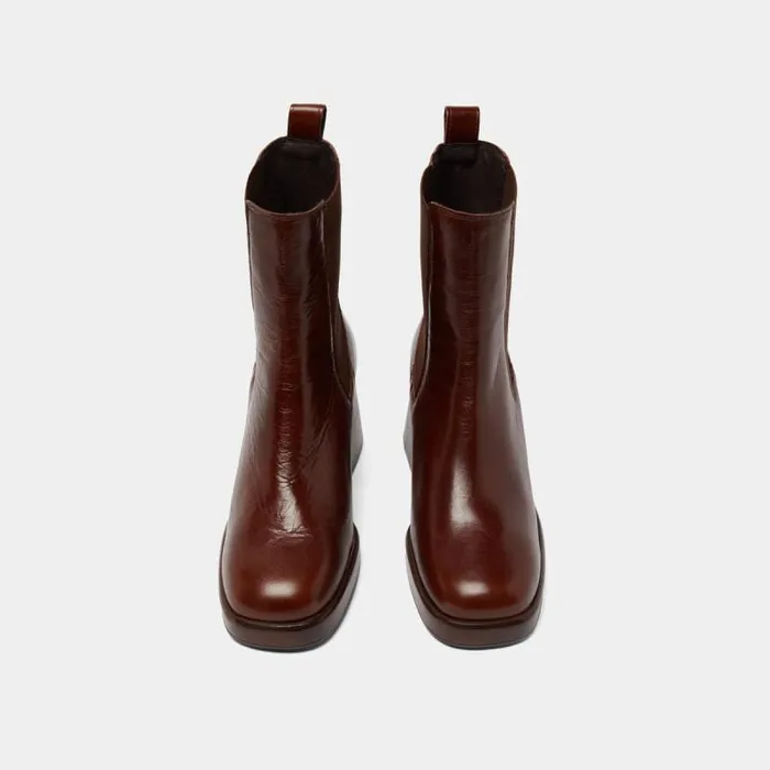 Women Square Toe And Elastic Boots Brown JONAK Ankle Boots Lowboots